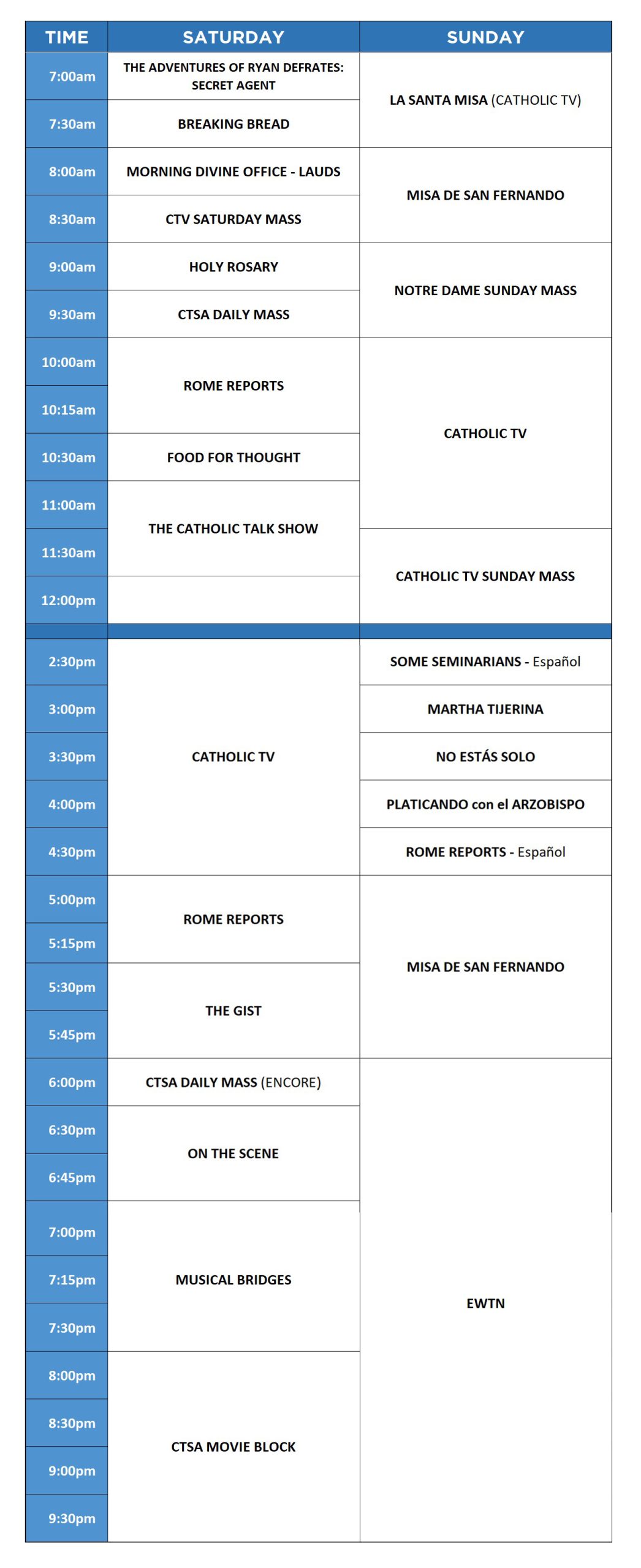 CTSA weekend Schedule