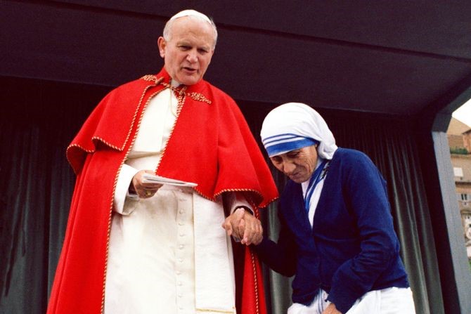 St. John Paul II with Mother Theresa