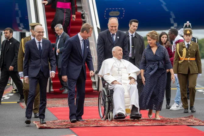 Pope Francis arrives at Luxembourg Airport