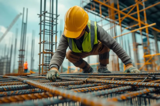 Construction worker wearing a hardhat