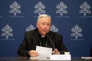 Cardinal Jean-Claude Hollerich speaks to the media