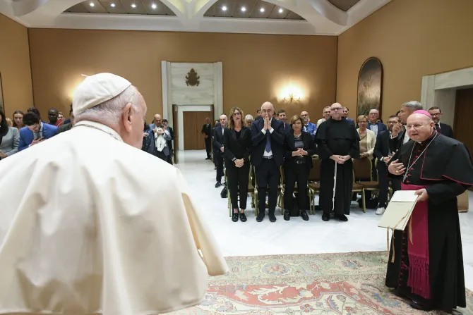 Pope Francis meets with young adults participating in the annual Economy of Francesco gathering