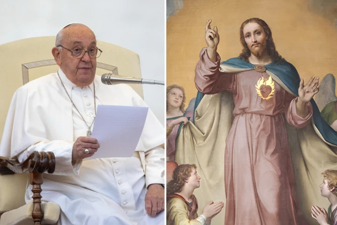 Pope Francis speaks at the general audience in St. Peter's Square on Oct. 23, 2024