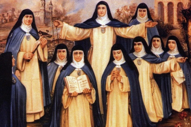 A painting depicts 10 members of the Order of the Immaculate Conception