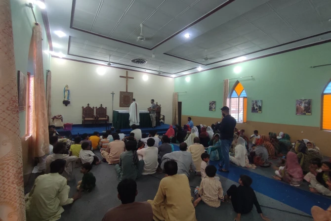 A missionary priest of the Order of St. Elijah celebrates a Mass