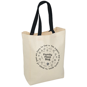 canvas tote bag with black handles