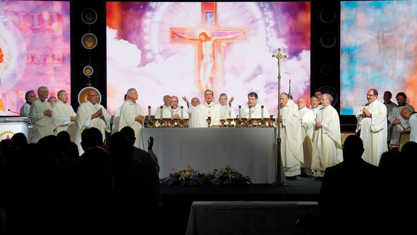 Archbishop, Bishops, and the Apostolic Nuncio to the United States surround an altar at Mass