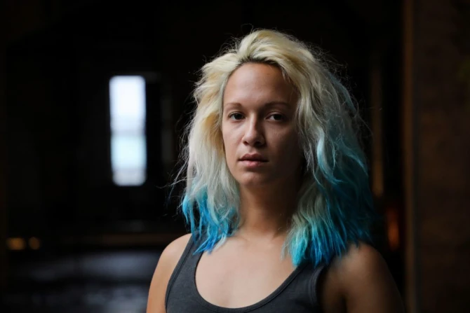 Activist Marguerite Stern poses for a picture in an artist squat in Paris on Sept. 6, 2019