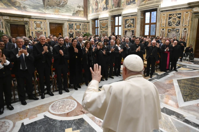 Pope Francis meets with the academic community of the John Paul II Pontifical Theological Institute for Marriage and Family Sciences in the Vatican