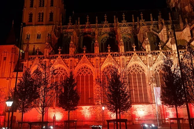 St. John’s Cathedral in the Netherlands lit up for Red Wednesday