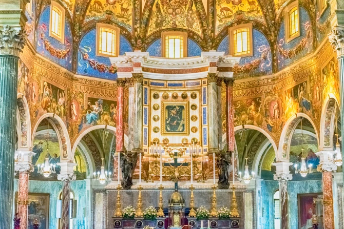 Inside the Shrine of the Blessed Virgin Mary of the Holy Rosary in Pompeii, Italy